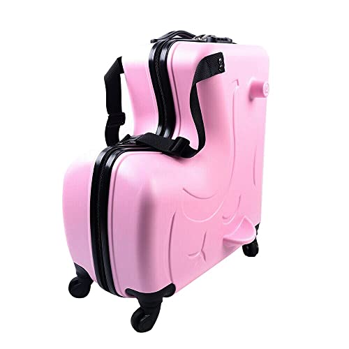 CNCEST Kid's Ride-on Travel Suitcase, Pink, Password Lock