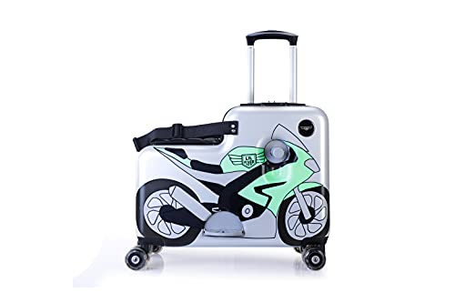 Lil Flyer 20" Kids Ride-On Suitcase (Green Motorcycle)