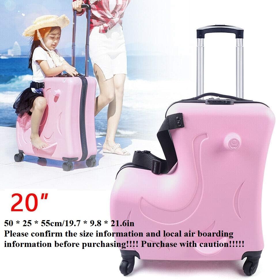 CNCEST Kid's Ride-on Travel Suitcase, Pink, Password Lock