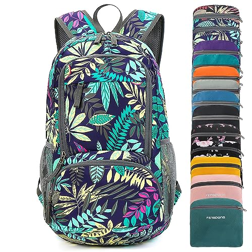 FENGDONG 35L Waterproof Travel Backpack - A7 Blue Leaf