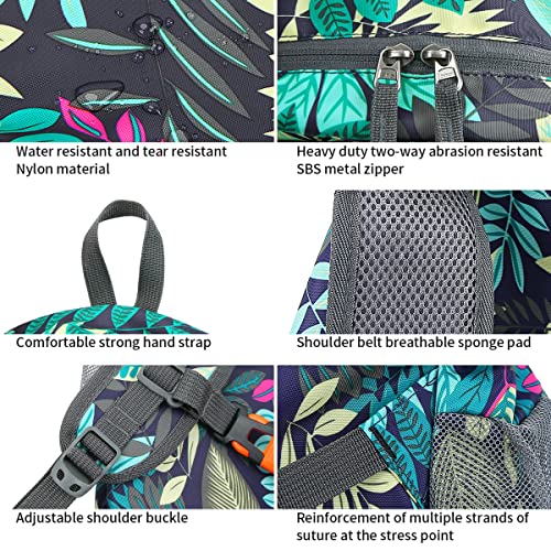 FENGDONG 35L Waterproof Travel Backpack - A7 Blue Leaf