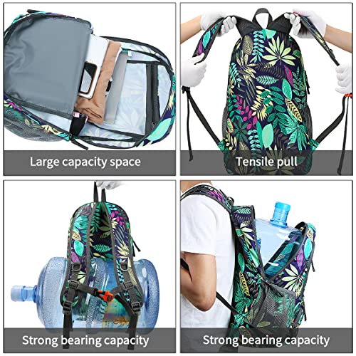 FENGDONG 35L Waterproof Travel Backpack - A7 Blue Leaf