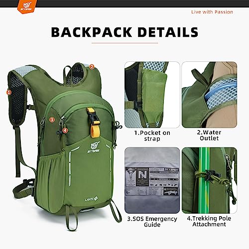 SKYSPER 15L Hiking Daypack - Lightweight Water Resistant