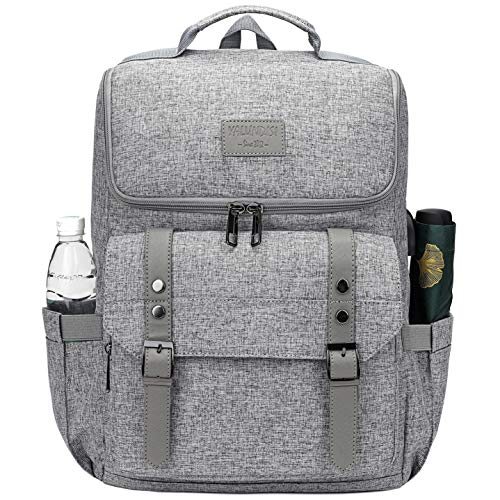 Vintage Laptop Backpack with USB Charging Port - Grey