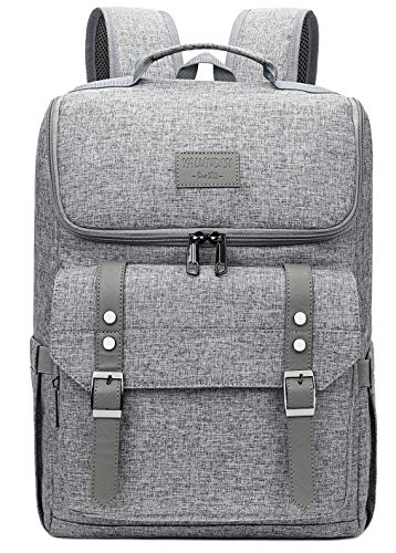 Vintage Laptop Backpack with USB Charging Port - Grey