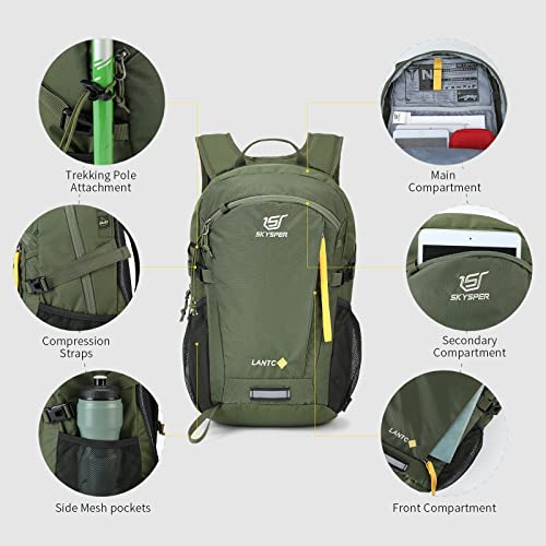 SKYSPER 20L Lightweight Hiking Backpack - Green