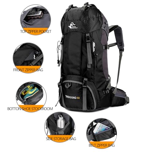 60L Waterproof Hiking Camping Backpack with Rain Cover