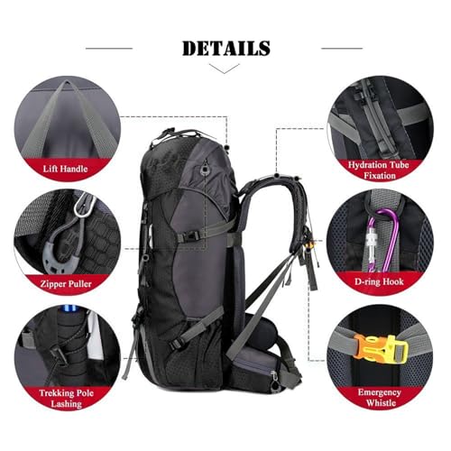 60L Waterproof Hiking Camping Backpack with Rain Cover
