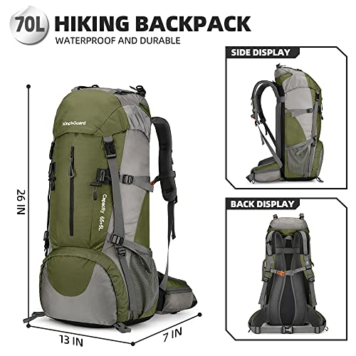 King'sGuard 70L Hiking Backpack - Army Green