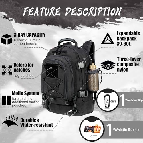 40-64L Tactical Backpack - Hiking, Gym, Camping