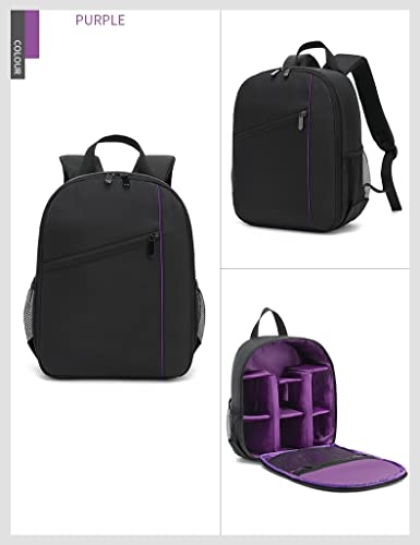 Purple Waterproof Camera Sling Backpack for Travelers