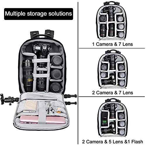 Cwatcun Professional Camera Backpack - Waterproof, Black