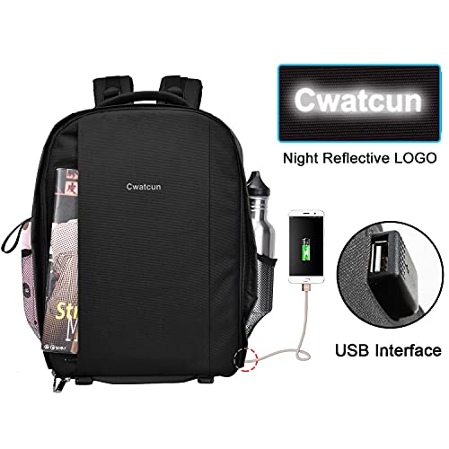 Cwatcun Professional Camera Backpack - Waterproof, Black