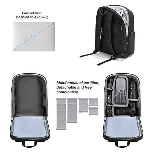 MOSISO Camera Backpack with Tripod Holder, Black