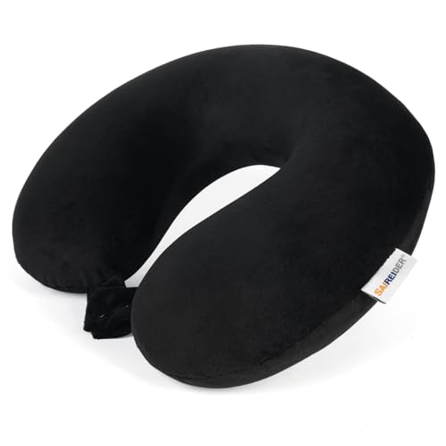 SAIREIDER Memory Foam Travel Neck Pillow, Black