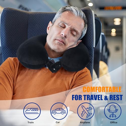 SAIREIDER Memory Foam Travel Neck Pillow, Black