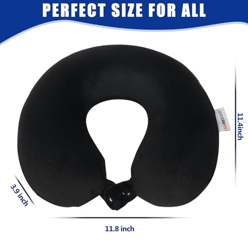 SAIREIDER Memory Foam Travel Neck Pillow, Black