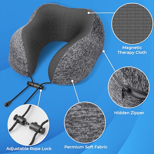 ExploreBliss Memory Foam Travel Pillow Set (Dark Grey)