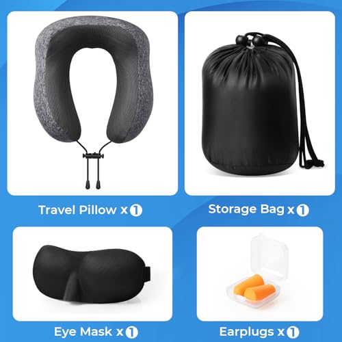 ExploreBliss Memory Foam Travel Pillow Set (Dark Grey)