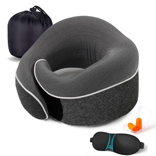UBEUONLY Adjustable Travel Neck Pillow - Black