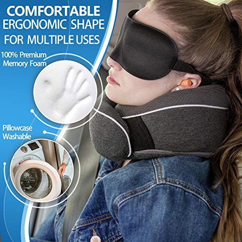 UBEUONLY Adjustable Travel Neck Pillow - Black