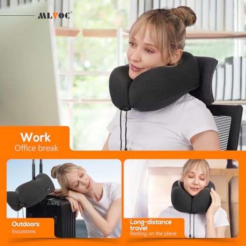 MLVOC Memory Foam Travel Pillow with 3D Eye Mask