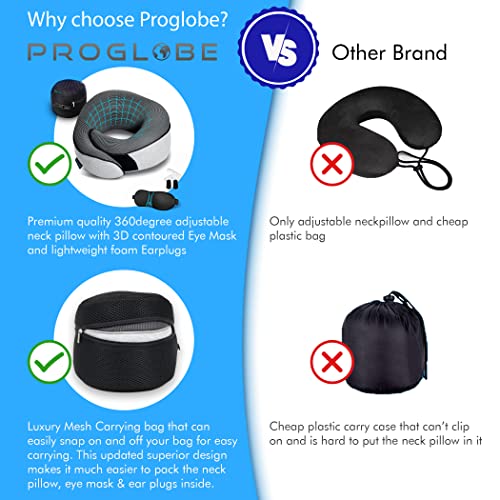 Proglobe Travel Pillow with Eye Masks, Earplugs & Bag