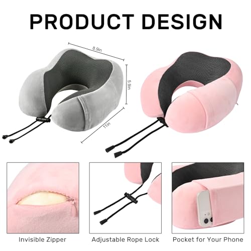 Travel Pillow Set: Memory Foam Neck Pillows for Comfort