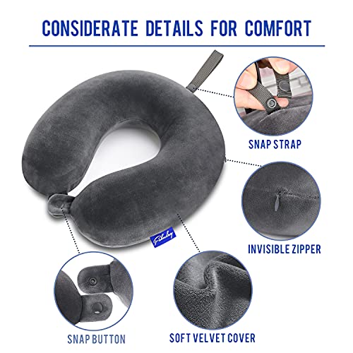 Memory Foam Travel Pillow for Airplanes - Dark Gray