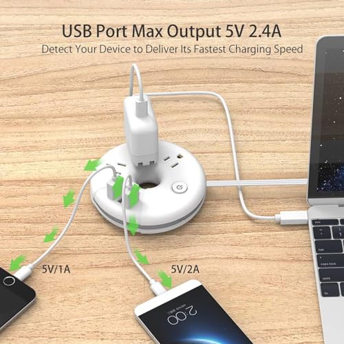 Portable Travel Power Strip with 3 Outlets and 3 USB