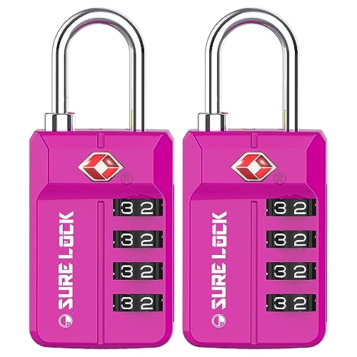 TSA Approved Luggage Locks - Easy Read, 2 Pack Pink