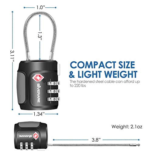 TSA Approved Luggage Locks, Cable Combination - Travel Sentry Accepted