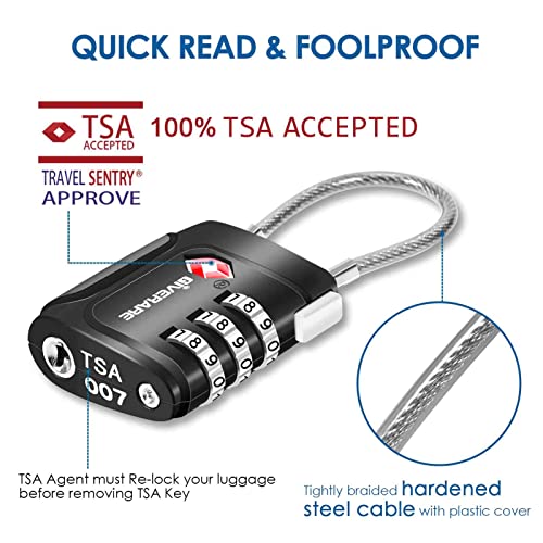 TSA Approved Luggage Locks, Cable Combination - Travel Sentry Accepted