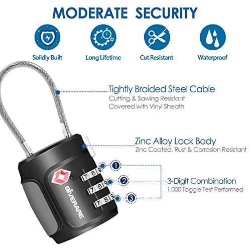 TSA Approved Luggage Locks, Cable Combination - Travel Sentry Accepted