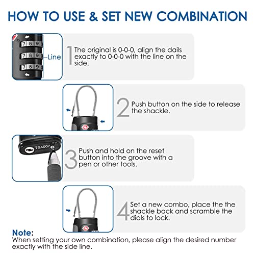 TSA Approved Luggage Locks, Cable Combination - Travel Sentry Accepted