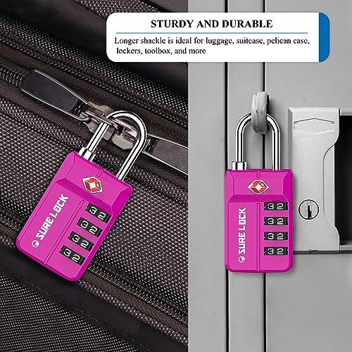 TSA Approved Luggage Locks - Easy Read, 2 Pack Pink