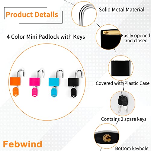 Multicolor Mini Keyed Padlock Set for Suitcase and Bag