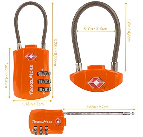 TSA Approved Luggage Locks for Suitcases - Orange