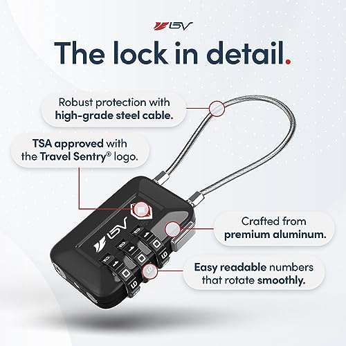 Black TSA Approved Combination Luggage Lock, 2 Pack