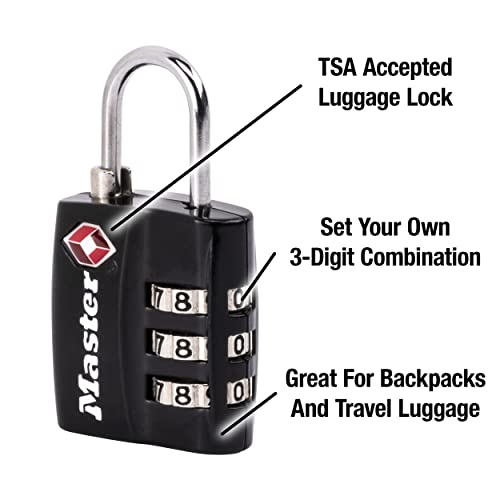 Master Lock TSA-Approved Luggage Lock, Black