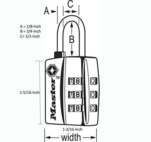 Master Lock TSA-Approved Luggage Lock, Black