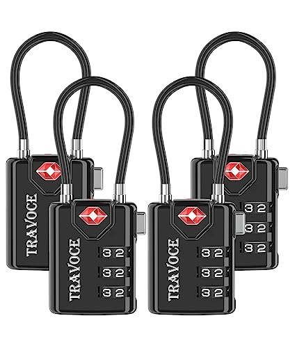 TSA Approved Luggage Locks, Multipurpose Travel Locks, Black
