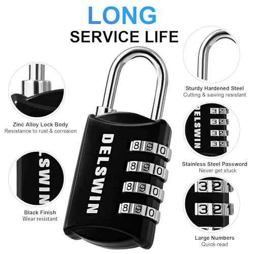 4-Digit Combination Lock for Backpack and Luggage (Pack of 4)