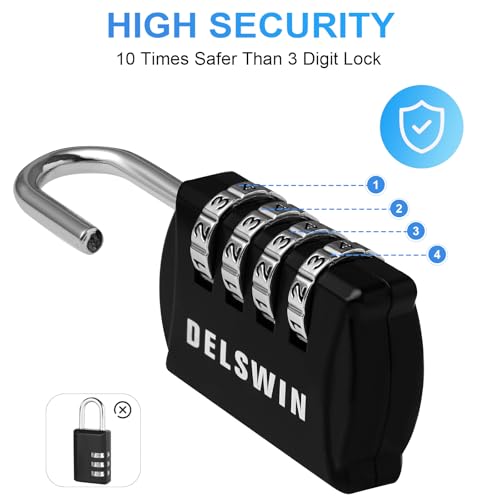4-Digit Combination Lock for Backpack and Luggage (Pack of 4)
