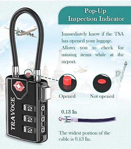 TSA Approved Luggage Locks, Multipurpose Travel Locks, Black