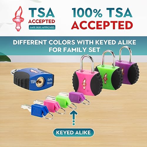 DUALCROWN TSA Approved Luggage Lock, 4 Pack