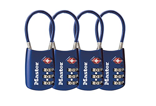 4-Pack Master Lock 4688DBLU Cable Luggage Lock, Blue