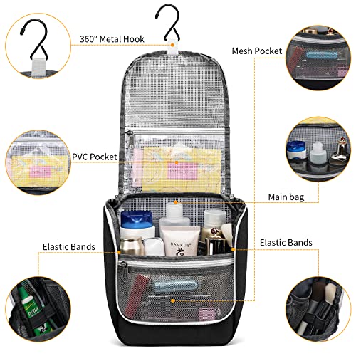 Della Gao Black Water Repellent Travel Toiletry Bag