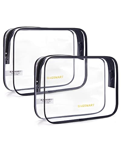 BAGSMART Clear Toiletry Bag, 2-Pack TSA-Approved Travel