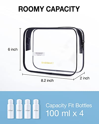 BAGSMART Clear Toiletry Bag, 2-Pack TSA-Approved Travel